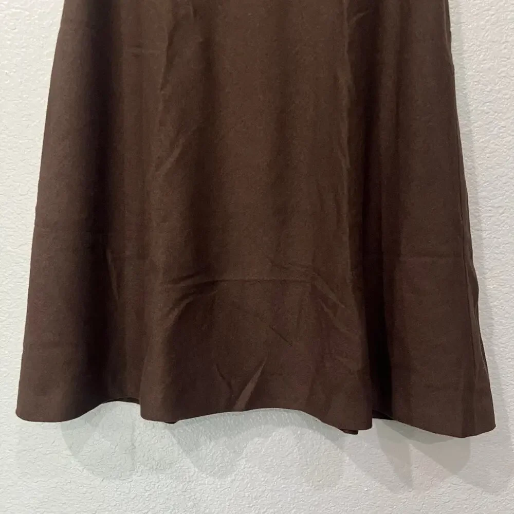 Talbots Brown Herringbone A-Line Midi Skirt | Size 12